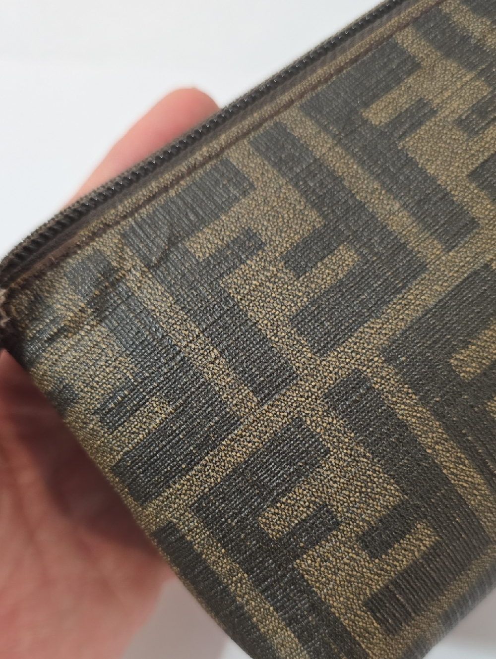 Fendi Brown Monogram Canvas Floral Zip Pouch - Picture 5 of 12